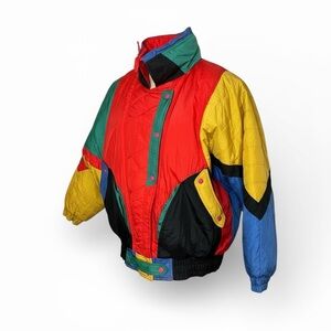 1980's Giacca Multicolor Puffer Ski Jacket Size M